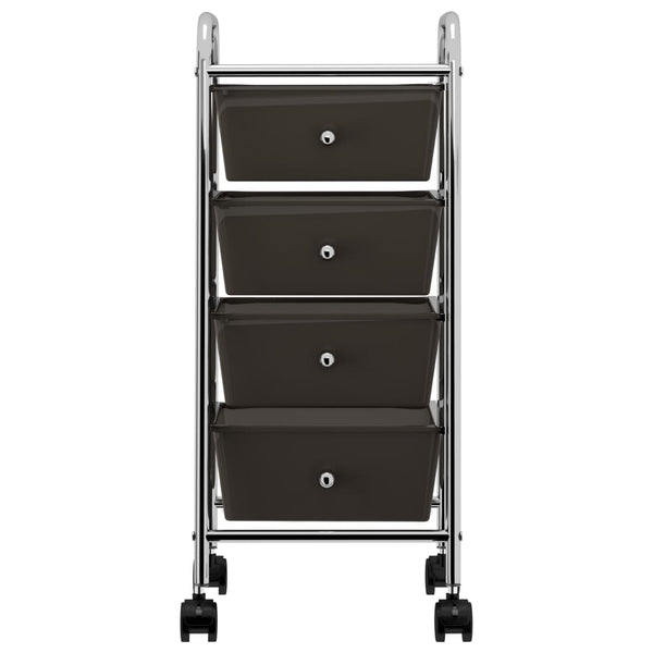 Schwarzer Schubladenwagen mit 4 Schubladen