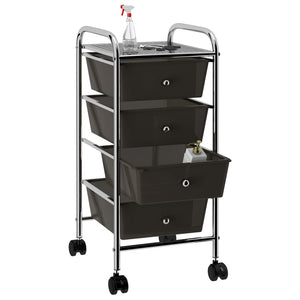 Schwarzer Schubladenwagen mit 4 Schubladen