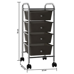 Schwarzer Schubladenwagen mit 4 Schubladen