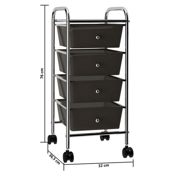 Schwarzer Schubladenwagen mit 4 Schubladen
