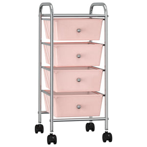 vidaXL Chariot de rangement à 4 tiroirs Rose Plastique