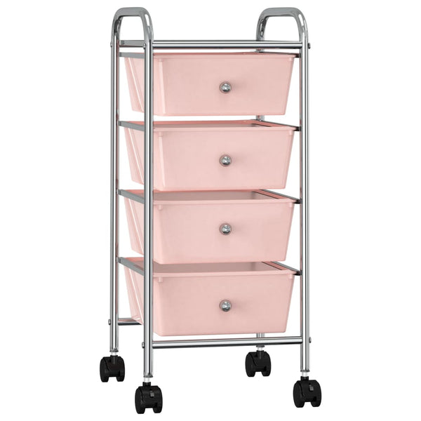 vidaXL Chariot de rangement à 4 tiroirs Rose Plastique