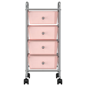 vidaXL Chariot de rangement à 4 tiroirs Rose Plastique