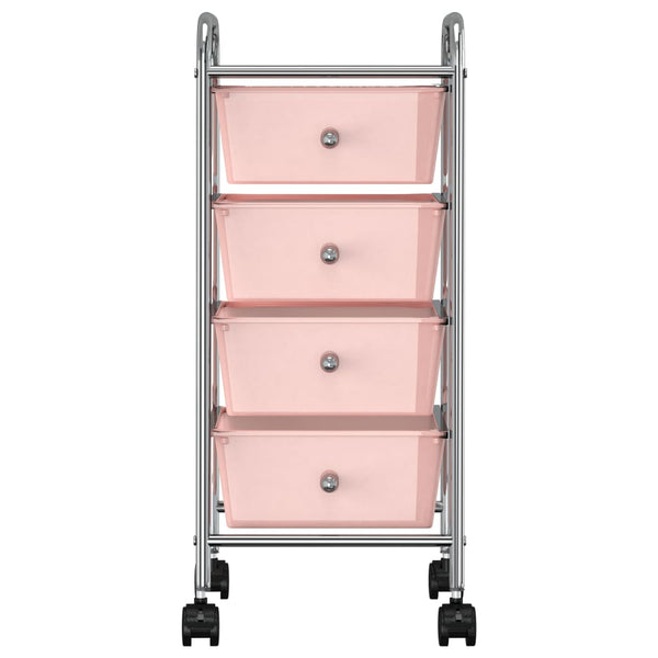 vidaXL Chariot de rangement à 4 tiroirs Rose Plastique