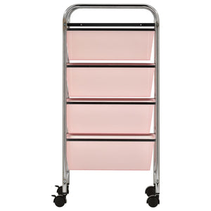 vidaXL Chariot de rangement à 4 tiroirs Rose Plastique