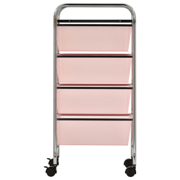 vidaXL Chariot de rangement à 4 tiroirs Rose Plastique
