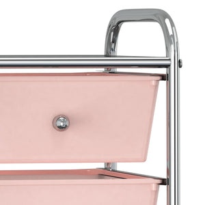 vidaXL Chariot de rangement à 4 tiroirs Rose Plastique