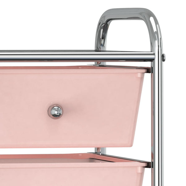 vidaXL Chariot de rangement à 4 tiroirs Rose Plastique
