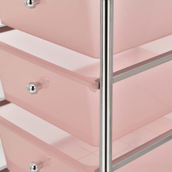 vidaXL Chariot de rangement à 4 tiroirs Rose Plastique