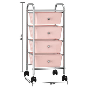vidaXL Chariot de rangement à 4 tiroirs Rose Plastique