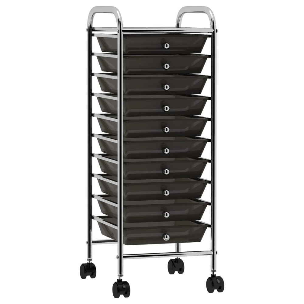 Schwarzer Schubladenwagen mit 10 Schubladen