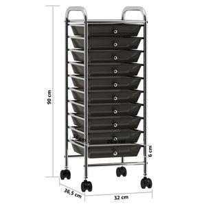 Schwarzer Schubladenwagen mit 10 Schubladen
