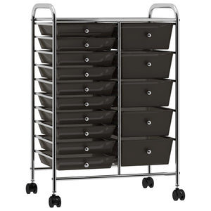 vidaXL Chariot de rangement XXL à 15 tiroirs Noir Plastique