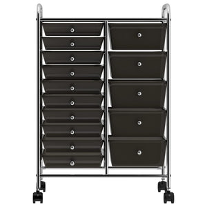 vidaXL Chariot de rangement XXL à 15 tiroirs Noir Plastique