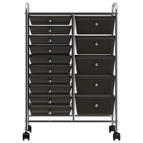vidaXL Chariot de rangement XXL à 15 tiroirs Noir Plastique