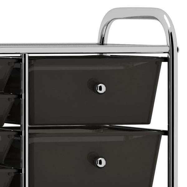 vidaXL Chariot de rangement XXL à 15 tiroirs Noir Plastique