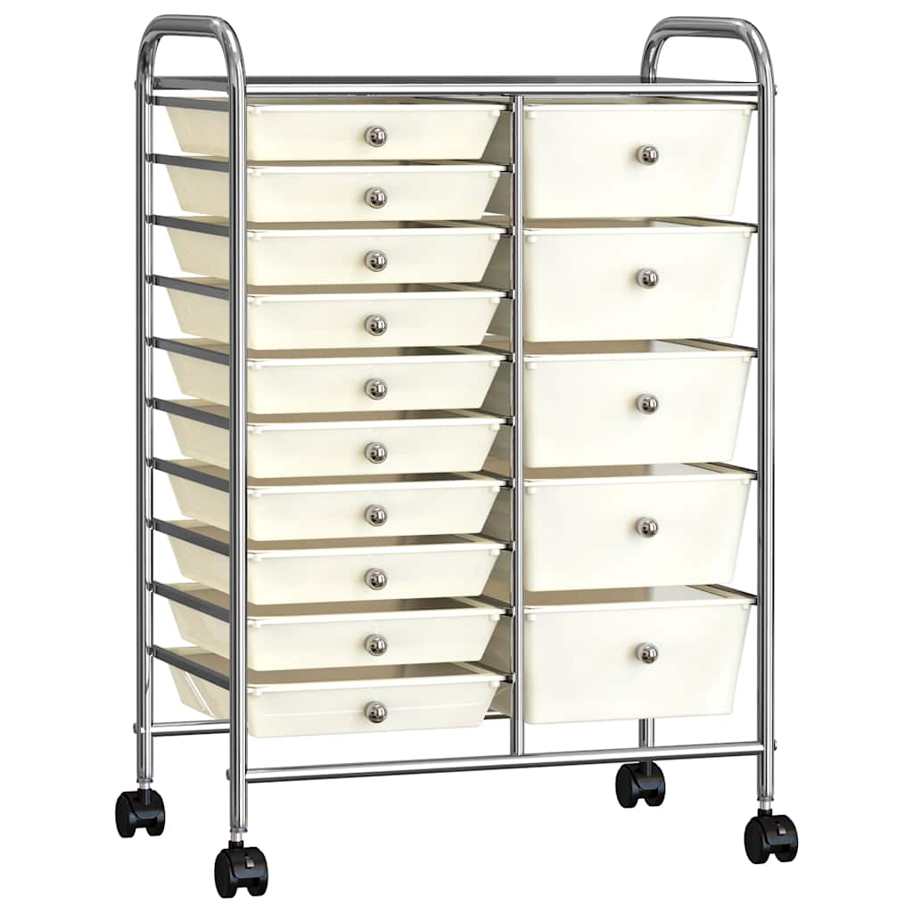 vidaXL Chariot de rangement à 15 tiroirs XXL Blanc Plastique