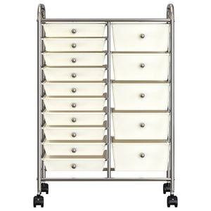 vidaXL Chariot de rangement à 15 tiroirs XXL Blanc Plastique