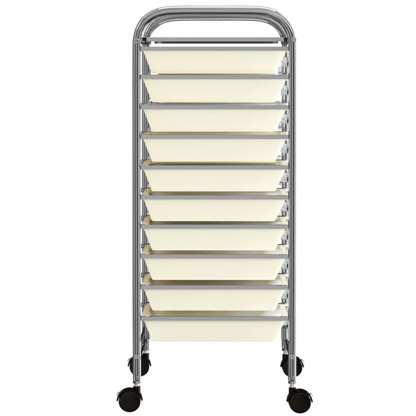 vidaXL Chariot de rangement à 15 tiroirs XXL Blanc Plastique