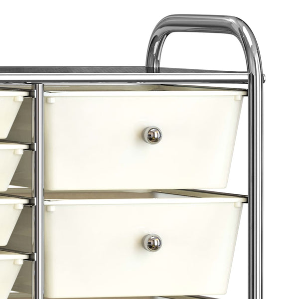 vidaXL Chariot de rangement à 15 tiroirs XXL Blanc Plastique