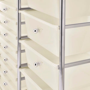 vidaXL Chariot de rangement à 15 tiroirs XXL Blanc Plastique