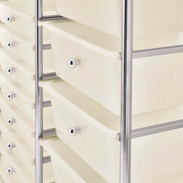 vidaXL Chariot de rangement à 15 tiroirs XXL Blanc Plastique