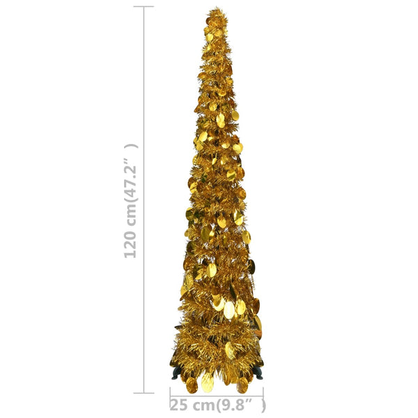 vidaXL Sapin de Noël artificiel pop-up doré 120 cm PET