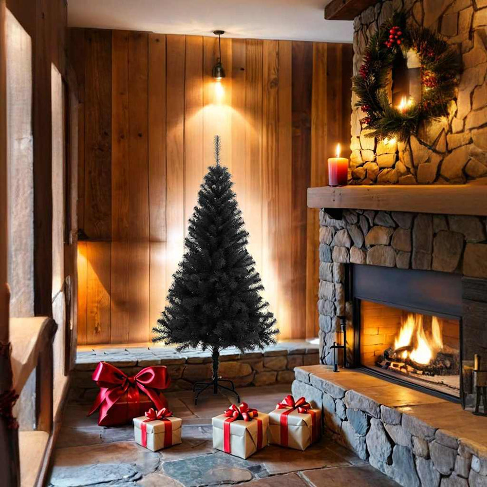 Schwarzer Weihnachtsbaum 150cm mit Ständer
