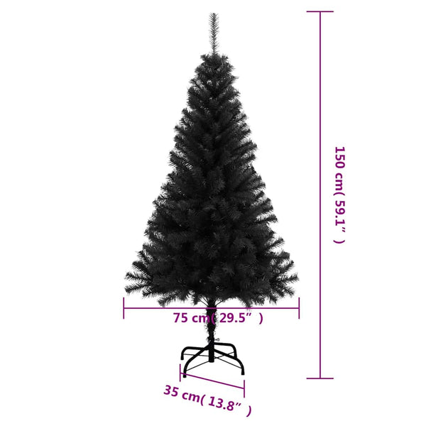 Schwarzer Weihnachtsbaum 150cm mit Ständer