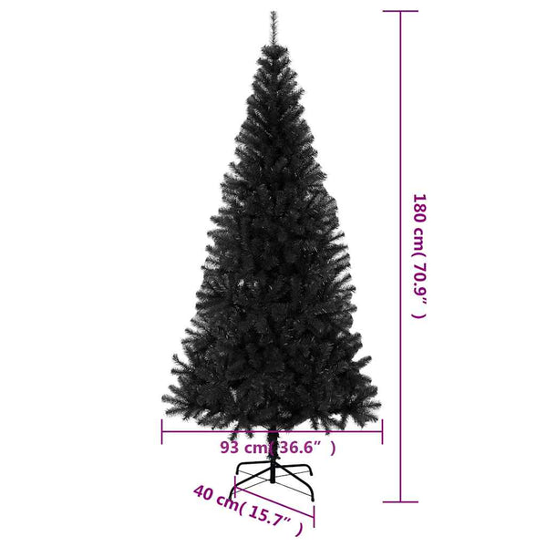 Schwarzer Weihnachtsbaum 180cm mit Ständer