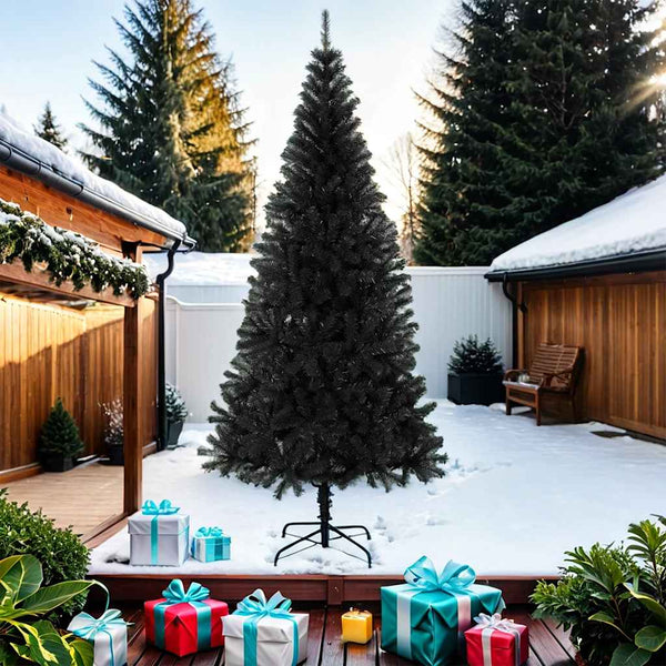 Schwarzer Weihnachtsbaum mit Ständer 210cm