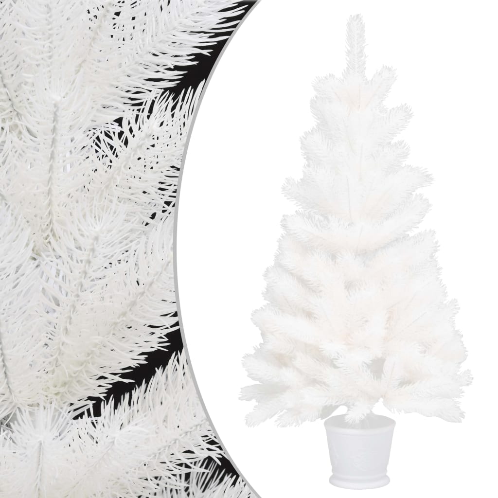 vidaXL Sapin de Noël artificiel Aiguilles réalistes Blanc 90 cm
