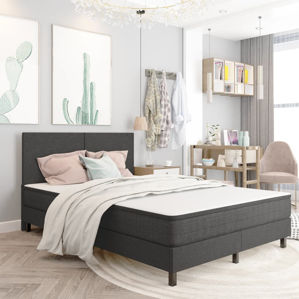 vidaXL Lit tapissier gris foncé tissu 160x200 cm