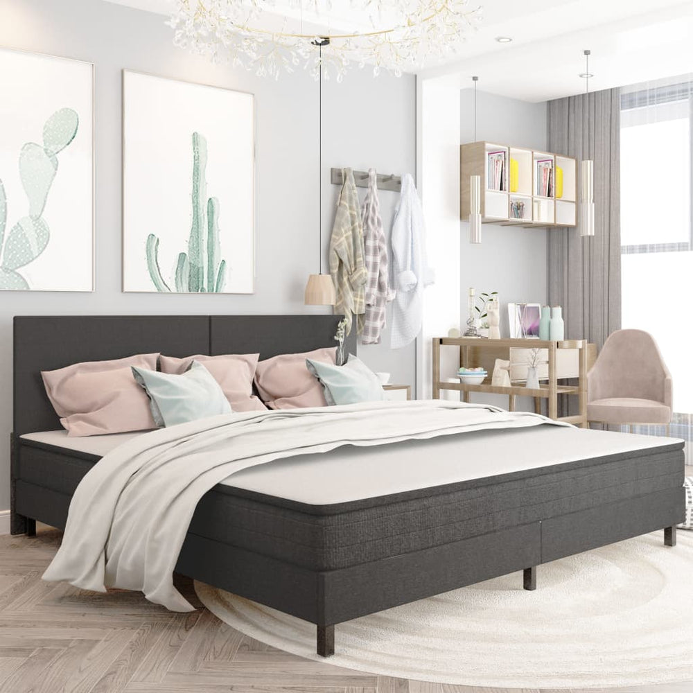 vidaXL Lit tapissier gris foncé tissu 200x200 cm