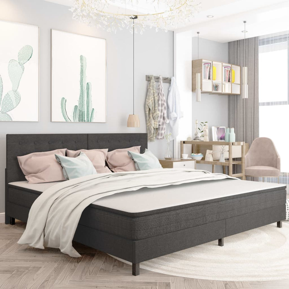vidaXL Lit tapissier gris foncé tissu 200x200 cm