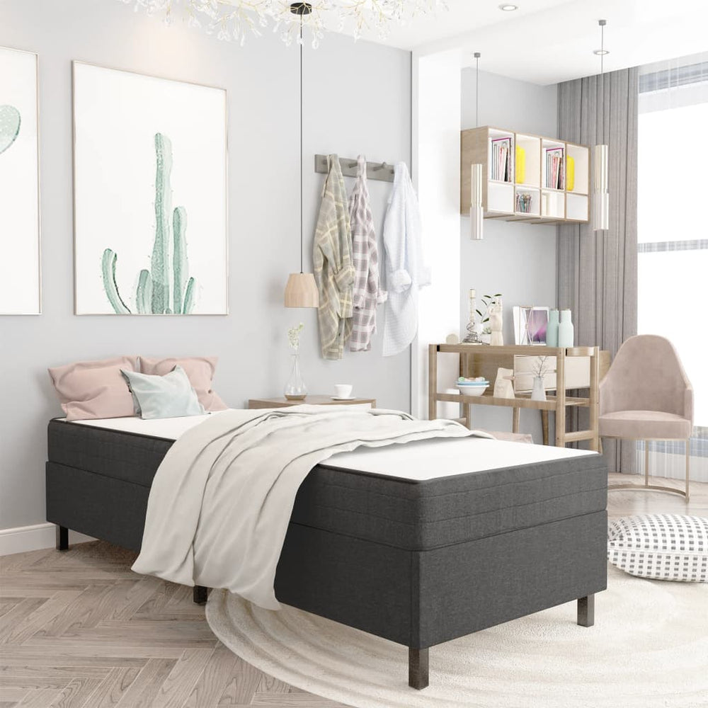 vidaXL Lit boxspring gris foncé en tissu 100x200 cm