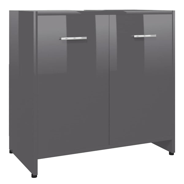 Hochglanz Grau Badezimmerschrank 60cm