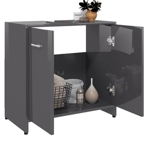 Hochglanz Grau Badezimmerschrank 60cm