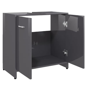 Hochglanz Grau Badezimmerschrank 60cm