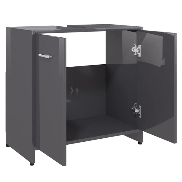Hochglanz Grau Badezimmerschrank 60cm