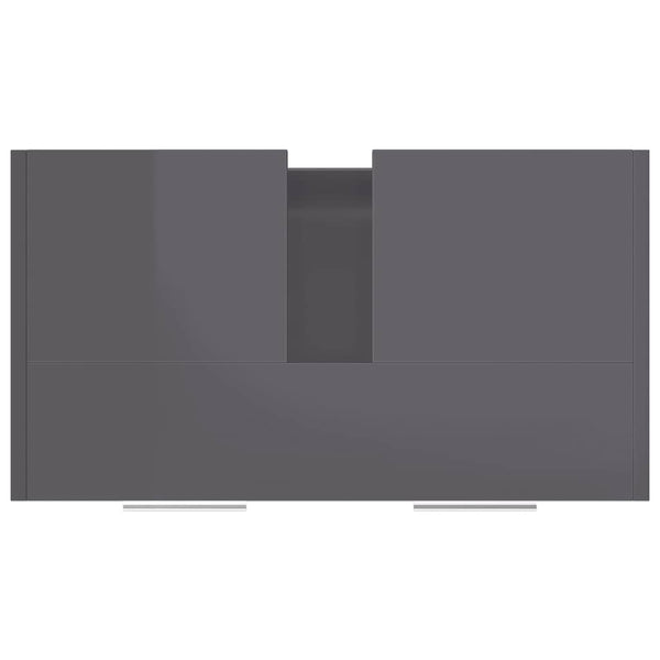 Hochglanz Grau Badezimmerschrank 60cm