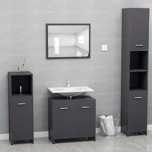 Hochglanz Grau Badezimmerschrank 60cm