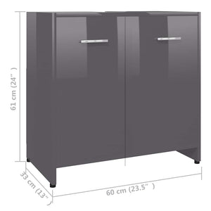 Hochglanz Grau Badezimmerschrank 60cm