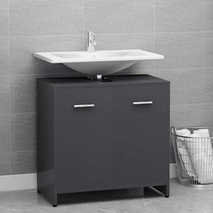 Hochglanz Grau Badezimmerschrank 60cm