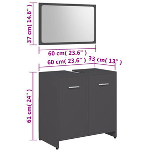 Badmöbel Set Grau Holzwerkstoff