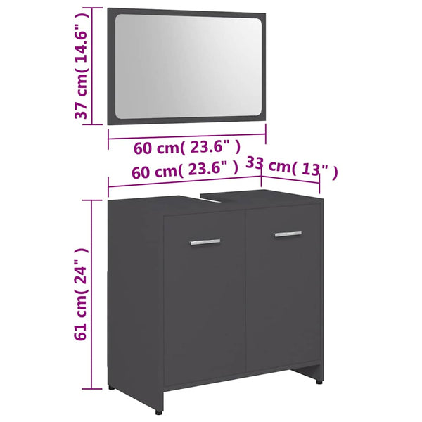 Badmöbel Set Grau Holzwerkstoff