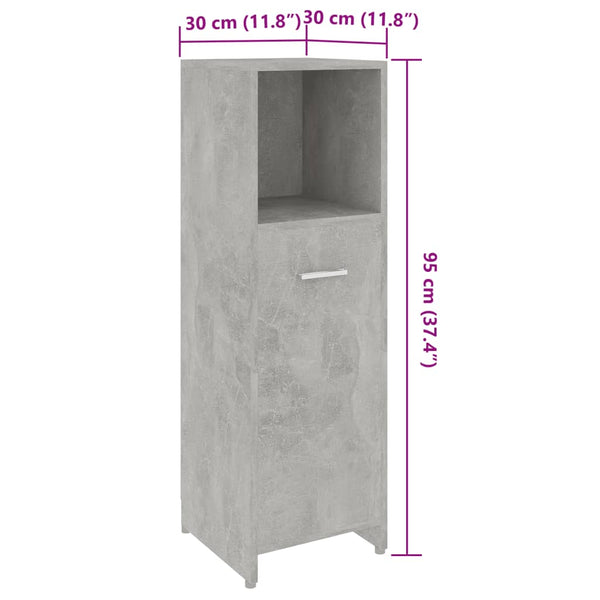 Betongrauer Badezimmerschrank 30x30x95 cm