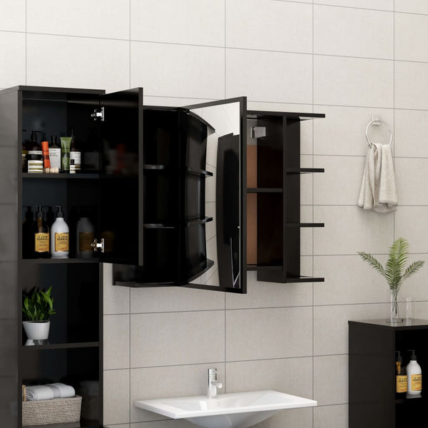 Schwarzer Bad Spiegelschrank 80cm