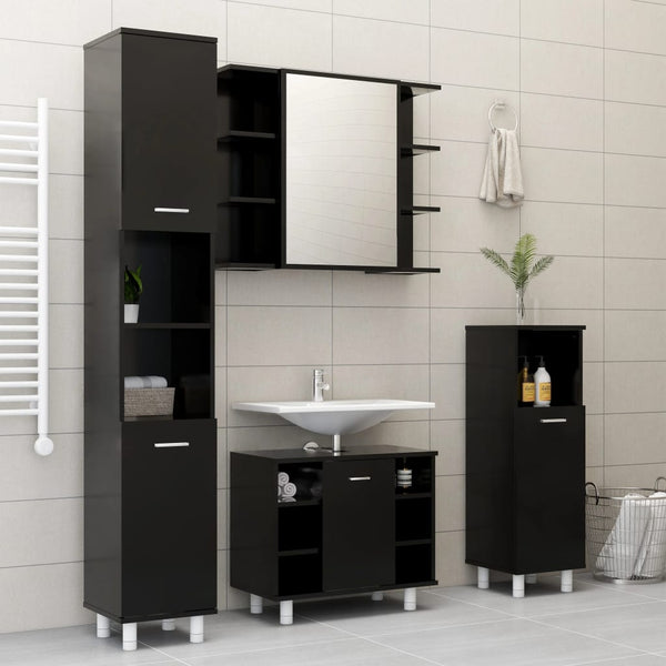 Schwarzer Bad Spiegelschrank 80cm