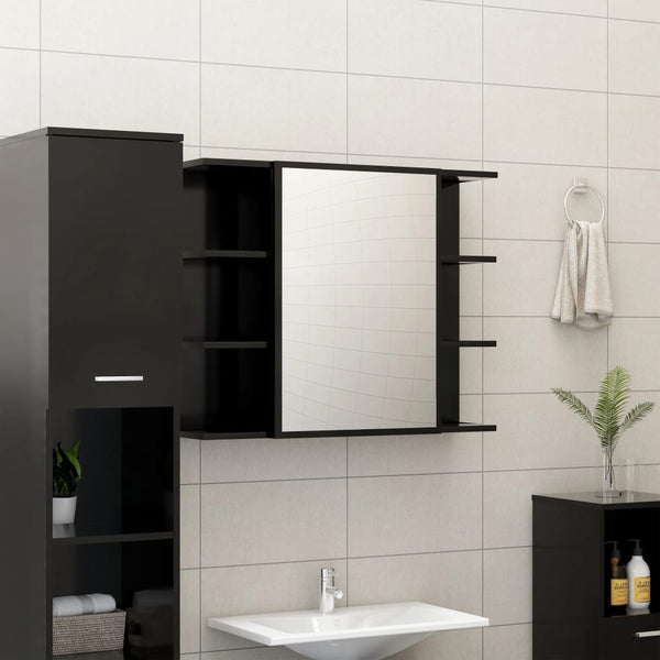 Schwarzer Bad Spiegelschrank 80cm